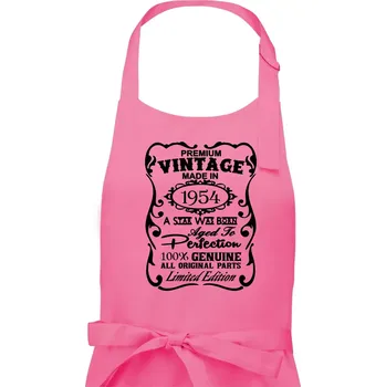 Kuchyňská zástěra Vintage Etiketa - 1954 - Dámská zástěra na vaření - Univerzální velikost ( Růžová )