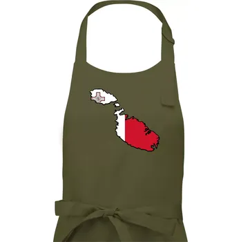 Kuchyňská zástěra Mapa Malta s vlajkou - Dámská zástěra na vaření - Univerzální velikost ( Khaki )