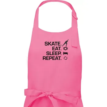 Kuchyňská zástěra Eat sleep skate - lední bruslení - Pánská zástěra na vaření - Univerzální velikost ( Růžová )