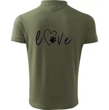 Pánská košile Love nápis zvíře - Polokošile pánská Pique Polo 203 - 5XL ( Khaki )
