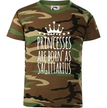 Chlapecké oblečení Princesses are born as Sagittarius - Střelec - Dětské maskáčové triko - 104-110cm / 3-4 roky ( Hnědý maskáč )