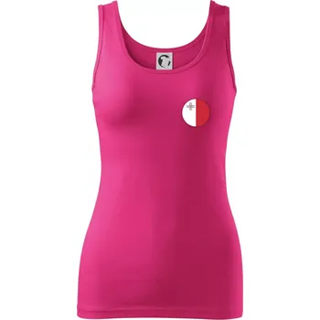 Dámské tričko Vlajka Malta kulatá na prso - Dámské tílko - XL ( Purpurová )