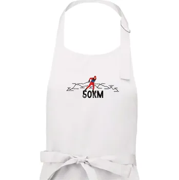 Kuchyňská zástěra 50km po Jizerkách - Dámská zástěra na vaření - Univerzální velikost ( Bílá )