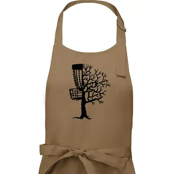 Kuchyňská zástěra Disc golf pozor strom - Pánská zástěra na vaření - Univerzální velikost ( Cappuccino )