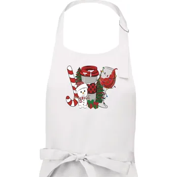 Kuchyňská zástěra Vánoce, víno a sněhulák - Pánská zástěra na vaření - Univerzální velikost ( Bílá )