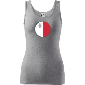 Dámské tričko Vlajka Malta kulatá velká - Dámské tílko - XL ( Tmavě šedý melír )