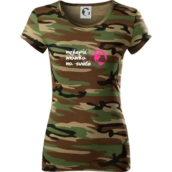 Dámské tričko Nejlepší mamka na světě - Dámské maskáčové triko - XS ( Hnědý maskáč )