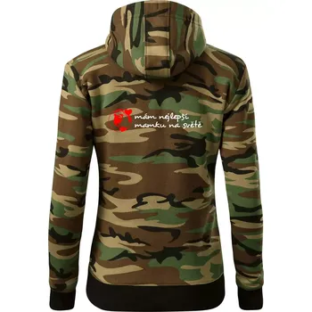 Dámská mikina Mám nejlepší mamku na světě - Dámská mikina trendy zipper s kapucí - S ( Hnědý maskáč )