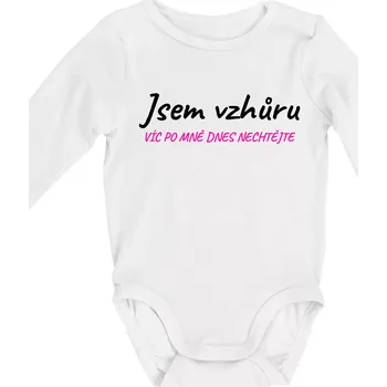 Kojenecké oblečení Jsem vzhůru víc po mě dnes nechtějte - Body kojenecké s dlouhým rukávem - Dlouhý r. do 3 měs ( Bílá )