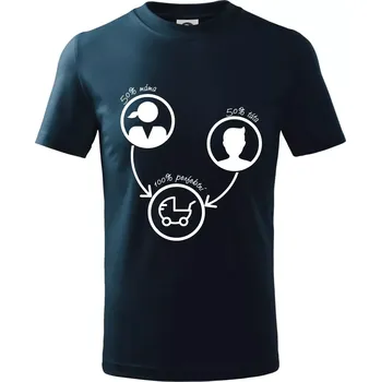 Chlapecké tričko 50% máma 50% táta = 100 perfektní - Tričko dětské bavlněné - 122 cm/6 let ( Námořní modrá (velmi tmavá - téměř černá) )