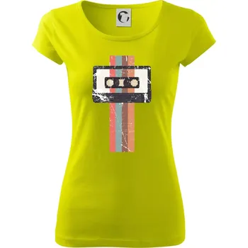 Dámské tričko Retro kazeta - pruhy - Dámské triko Pure - M ( Limetková )