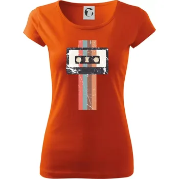 Dámské tričko Retro kazeta - pruhy - Dámské triko Pure - XS ( Oranžová )