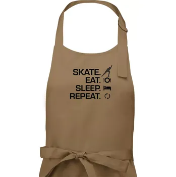 Kuchyňská zástěra Eat sleep skate - lední bruslení - Pánská zástěra na vaření - Univerzální velikost ( Cappuccino )