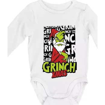 Kojenecký body Grinch Xmas - Body kojenecké s dlouhým rukávem - Dlouhý r. do 3 měs ( Bílá )
