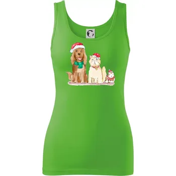 Dámské oblečení Veselé vánoce - pes, křeček a kočka - Dámské tílko - M ( Apple Green )