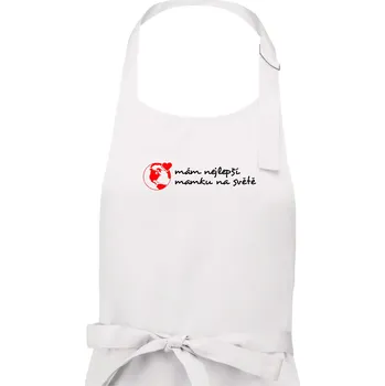 Kuchyňská zástěra Mám nejlepší mamku na světě - Dámská zástěra na vaření - Univerzální velikost ( Bílá )