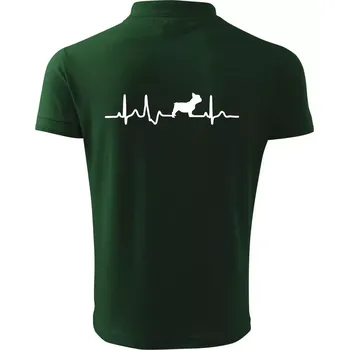 Pánská košile EKG Francouzský buldoček z boku - Polokošile pánská Pique Polo 203 - 3XL ( Lahvově zelená )