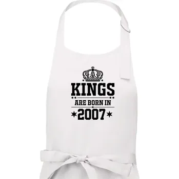 Kuchyňská zástěra Kings are born in 2007 - Pánská zástěra na vaření - Univerzální velikost ( Bílá )