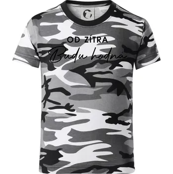 Chlapecké tričko Od zítra budu hodná - Dětské maskáčové triko - 104-110cm / 3-4 roky ( Šedý maskáč )