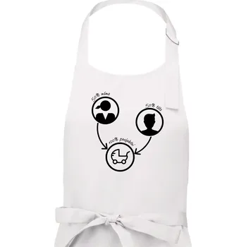 Kuchyňská zástěra 50% máma 50% táta = 100 perfektní - Pánská zástěra na vaření - Univerzální velikost ( Bílá )