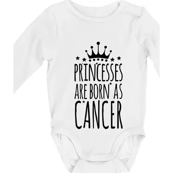Kojenecký body Princesses are born as Cancer - Rak - Body kojenecké s dlouhým rukávem - Dlouhý r. do 3 měs ( Bílá )