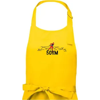 Kuchyňská zástěra 50km po Jizerkách - Dámská zástěra na vaření - Univerzální velikost ( Žlutá )