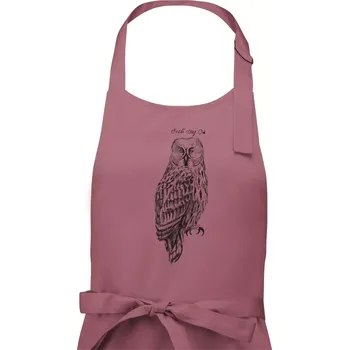 Kuchyňská zástěra Puštík vousatý great gray owl - Dámská zástěra na vaření - Univerzální velikost ( Starorůžová )