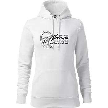 Dámská mikina I don't need therapy wheel in my hands (vedle sebe) - Mikina dámská Cape s kapucí - XS ( Bílá )