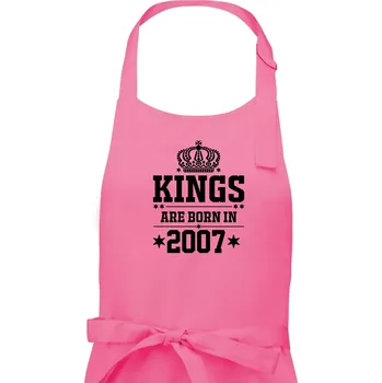 Kuchyňská zástěra Kings are born in 2007 - Pánská zástěra na vaření - Univerzální velikost ( Růžová )