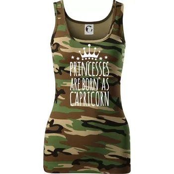 Dámské tričko Princesses are born as Capricorn - Kozoroh - Dámské Maskáčové tílko - S ( Hnědý maskáč )