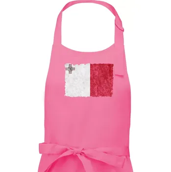 Kuchyňská zástěra Vlajka Malta okousaná - Dámská zástěra na vaření - Univerzální velikost ( Růžová )