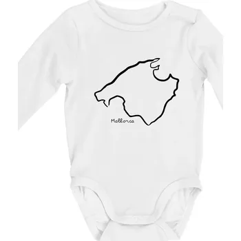 Kojenecký body Mallorca - obrys ostrova - Body kojenecké s dlouhým rukávem - Dlouhý r. do 3 měs ( Bílá )