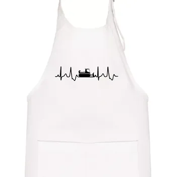 Kuchyňská zástěra Ekg rolba - Dětská zástěra na vaření - Univerzální velikost ( Bílá )