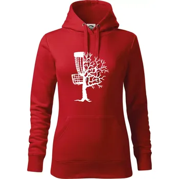 Dámská mikina Disc golf pozor strom - Mikina dámská Cape s kapucí - M ( Červená )