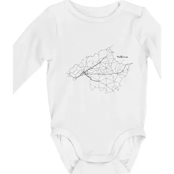 Dětská móda Mallorca - silniční mapa - Body kojenecké s dlouhým rukávem - Dlouhý r. do 3 měs ( Bílá )