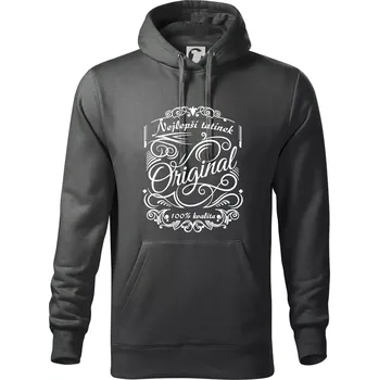 Pánská mikina Vintage nejlepší tatínek 100% kvalita - Mikina pánská Cape s kapucí - 5XL ( Tmavá břidlice (šedá se zeleným nádechem) )