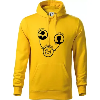Pánská mikina 50% máma 50% táta = 100 perfektní - Mikina pánská Cape s kapucí - XL ( Žlutá )