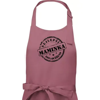 Kuchyňská zástěra Razítko - nejlepší maminka - Dámská zástěra na vaření - Univerzální velikost ( Starorůžová )