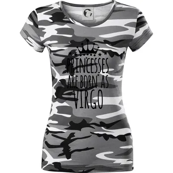 Dámské tričko Princesses are born as Virgo - Panna - Dámské maskáčové triko - XS ( Šedý maskáč )