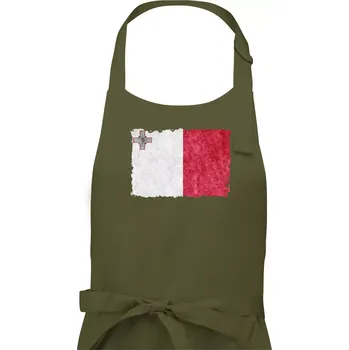 Kuchyňská zástěra Vlajka Malta okousaná - Dámská zástěra na vaření - Univerzální velikost ( Khaki )