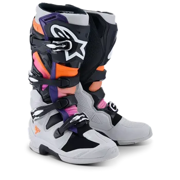 Moto obuv Motokrosové boty / mx obuv ALPINESTARS TECH 7 / 2012025-157 barva černá/oranžová fluo/šedá/magenta 26 (motokrosová obuv s certifikací CE podle normy EN 13634:2017)