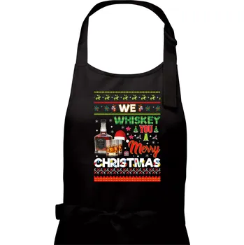 Kuchyňská zástěra We Whiskey you a Merry Christmas - Dámská zástěra na vaření - Univerzální velikost ( Černá )
