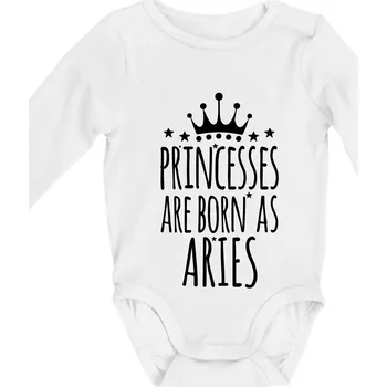 Princesses are born as Aries - Beran - Body kojenecké s dlouhým rukávem - Dlouhý r. 3-6 měs ( Bílá )