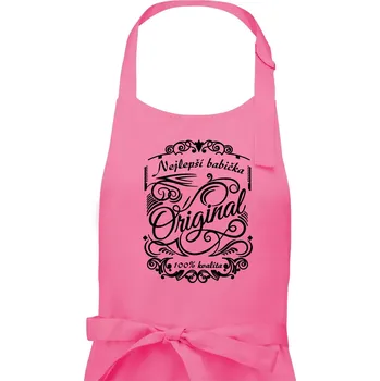 Kuchyňská zástěra Vintage nejlepší babička 100% kvalita - Dámská zástěra na vaření - Univerzální velikost ( Růžová )