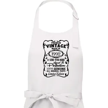 Kuchyňská zástěra Vintage Etiketa - 1992 - Pánská zástěra na vaření - Univerzální velikost ( Bílá )