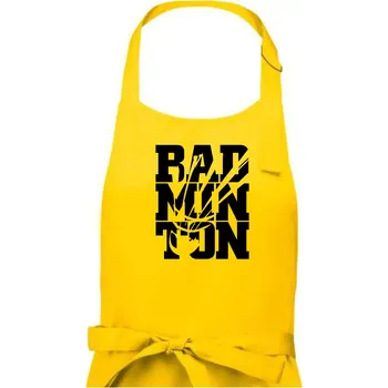 Kuchyňská zástěra Badminton nápis - Pánská zástěra na vaření - Univerzální velikost ( Žlutá )