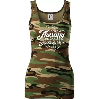 Kulatý nápis - I don't need therapy wheel in my hands - Dámské Maskáčové tílko - L ( Hnědý maskáč )