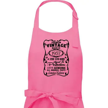 Kuchyňská zástěra Vintage Etiketa - 1957 - Dámská zástěra na vaření - Univerzální velikost ( Růžová )