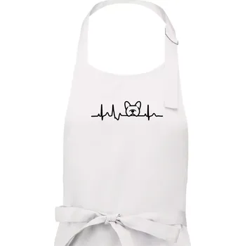 Kuchyňská zástěra EKG Francouzský buldoček hlava - Pánská zástěra na vaření - Univerzální velikost ( Bílá )