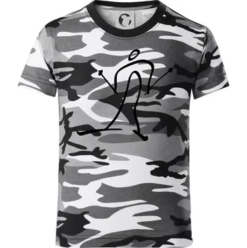 Chlapecké tričko Běžkař kreslený - Dětské maskáčové triko - 134 cm/8 let ( Šedý maskáč )